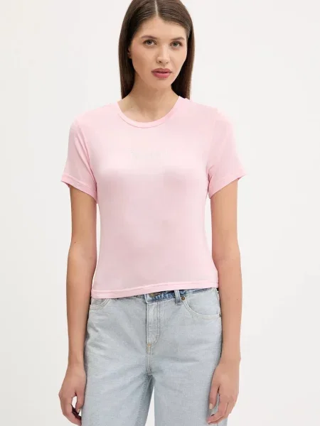 Прозрачна тениска Juicy Couture розово