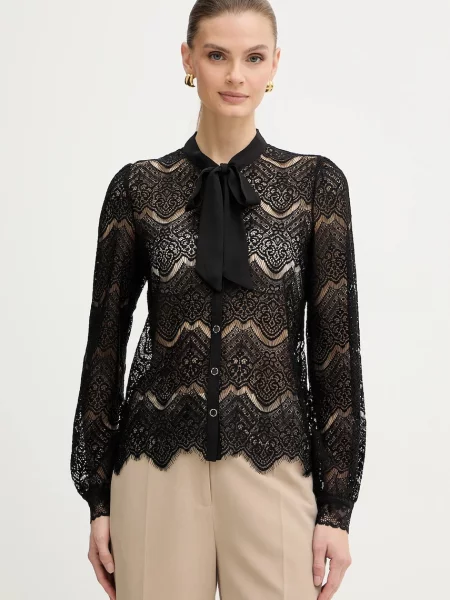 Morgan cămașă cu un decolteu legat regular TGRAPHO negru