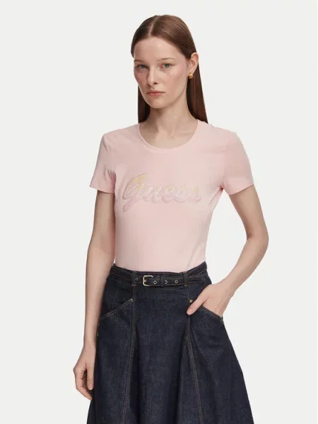 Guess Tricou deschis roz