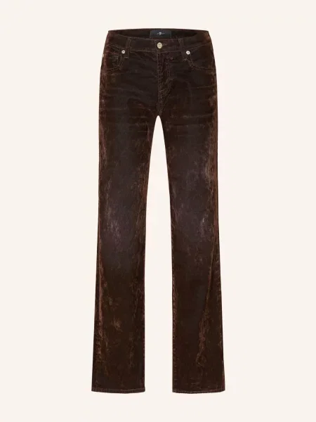 7 For All Mankind Coated Džíny Low Straight flock brown hnědé