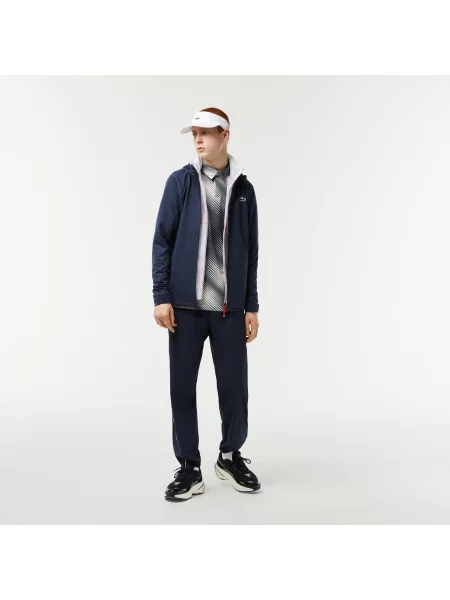 Lacoste Bluza Sport Z Kapturem I Wysokim Kołnierzem Zapinana Na niebieska