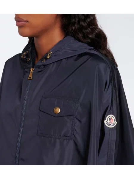 Geacă Moncler cu glugă albastru