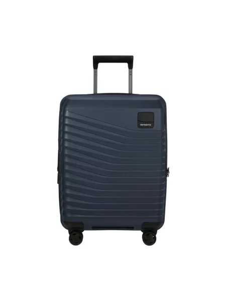 Lniana walizka Samsonite niebieska
