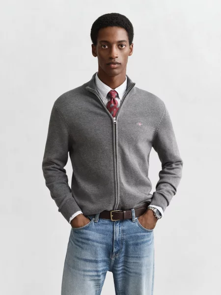 Gant kardigan Mężczyźni jednolity M szary