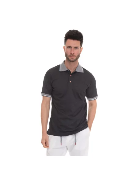 Koszulka polo Kiton z kołnierzem czarna