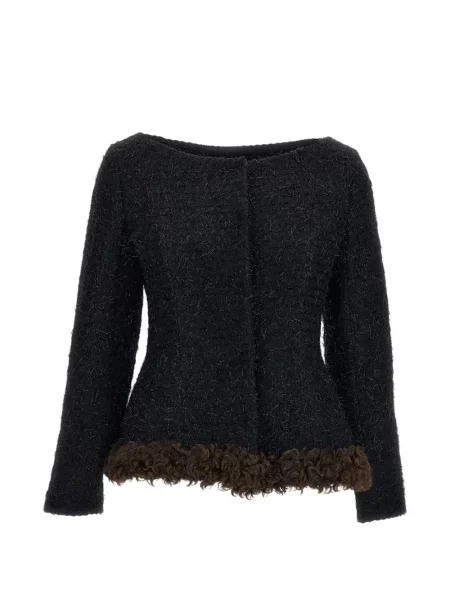 Garnitură de blană geacă Simone Rocha din tweed negru