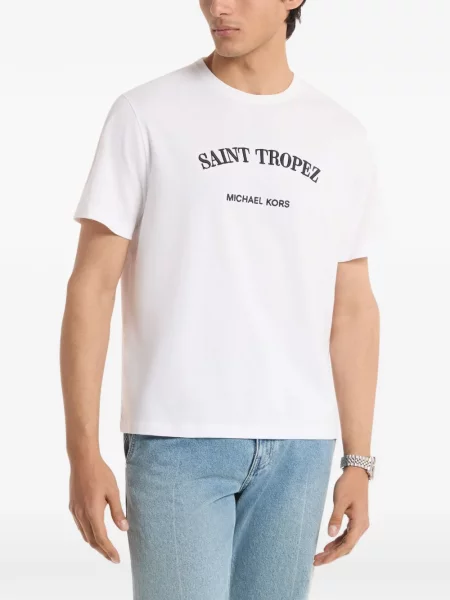 Tricou Michael Kors cu broderie alb