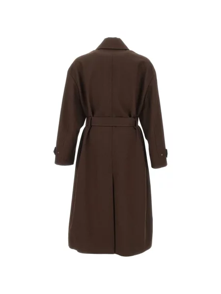 Cu centură palton Boss cu model herringbone maro