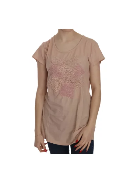 Koszulka Pink Memories z krótkim rękawem koronkowa beżowa