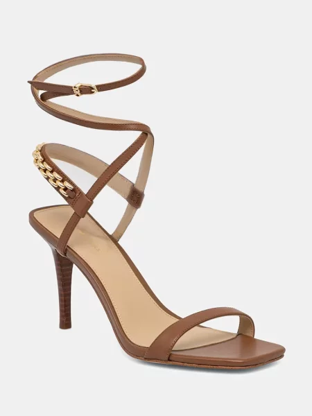 MICHAEL Michael Kors sandali s tanko usnjeni Marcia Heeled Sandal rjava