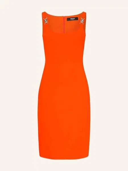 Versace Sukienka Etui orange pomarańczowa