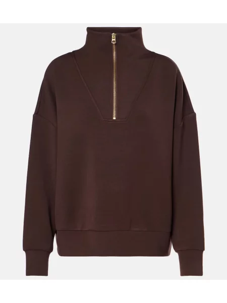 Pulover Varley de jumătate de fermoar maro