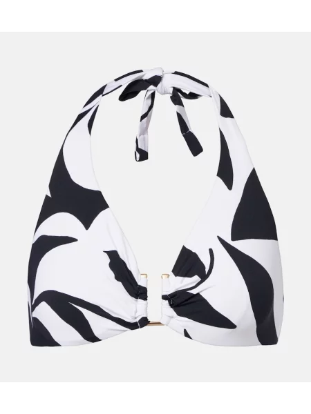 Top Max Mara cu model floral cu gât halter negru