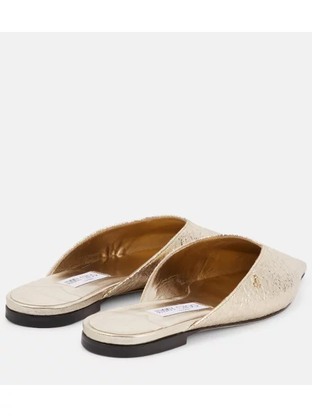 Papuci tip mules Jimmy Choo din piele auriu