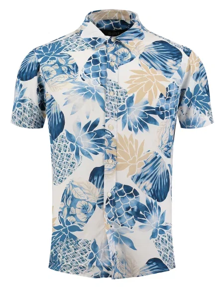 Key Largo Cămașă KLPineapple / albastru marin bej