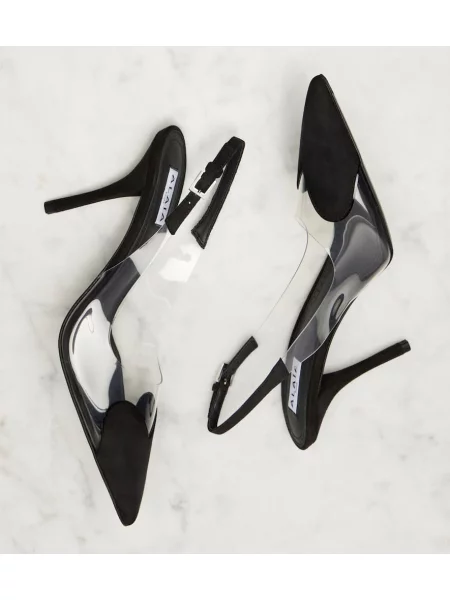 Pantofi cu toc Alaïa din piele de căprioară slingback negru