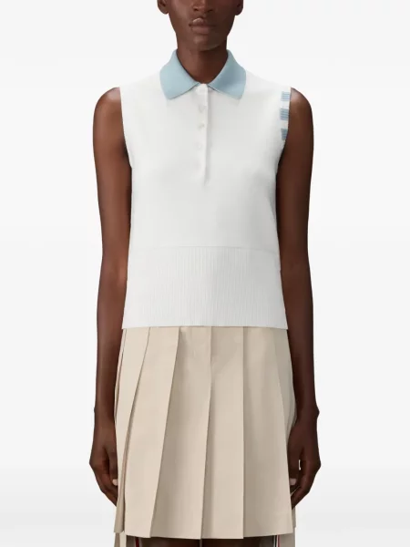 Polo Thom Browne fără mâneci alb