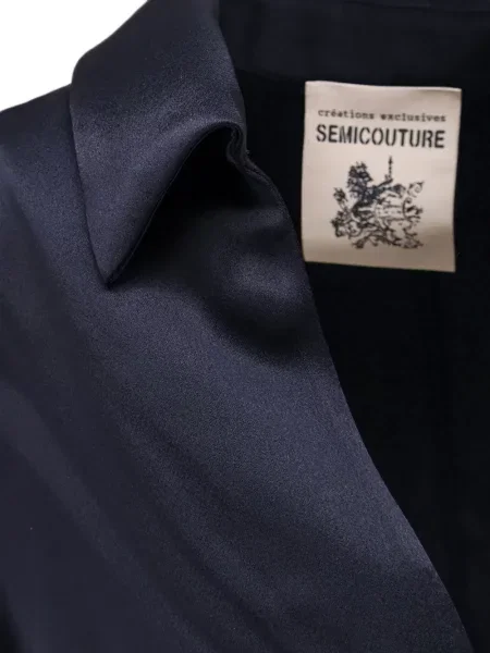 Marškiniai Semicouture satino v formos iškirpte mėlyna
