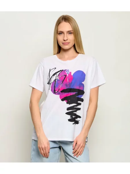 One Teaspoon Tricou ART | Relaxed fit alb