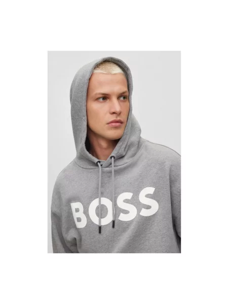 Bluza z kapturem Hugo Boss z kapturem z nadrukiem szara