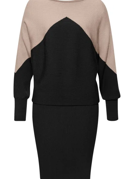 LASCANA Rochie tricotat nisipiu negru