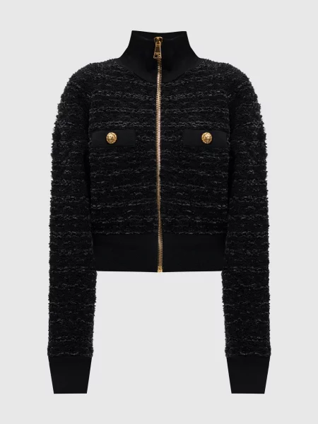 Твідовий кардиган з коноплею Balmain чорний