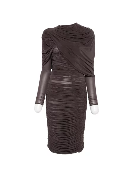 Rochie midi Magda Butrym cu volane drapată maro