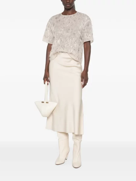 Fustă midi Brunello Cucinelli din satin