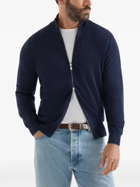 Cardigan Brunello Cucinelli din cașmir albastru