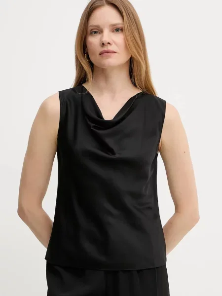 Svilena bluza BOSS črna