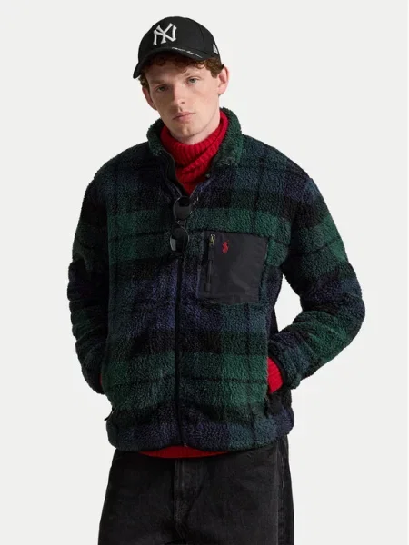 Polo Ralph Lauren Prechodná bunda námornícka modrá / zelená / tmavozelená čierna
