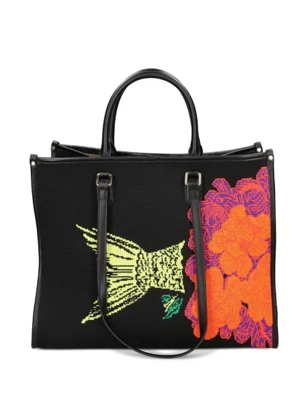 Virágos shopper táska My Best Bag fekete