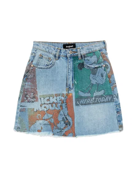 Fustă din denim Desigual portocaliu