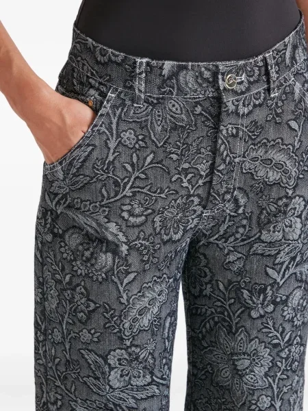 Blugi Temperley London cu model floral cu imagine din jacard negru
