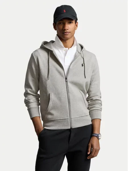 Bluza z kapturem Ralph Lauren Logo Full Zip S szara