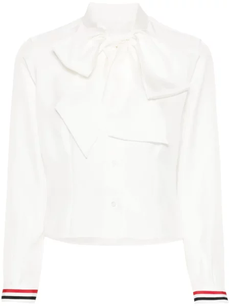 Cămașă Thom Browne de mătase cu dungi alb