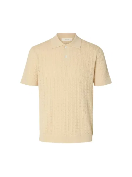 Koszulka polo z czystej bawełny o kroju regular fit model MATTIS' Selected Homme beżowa