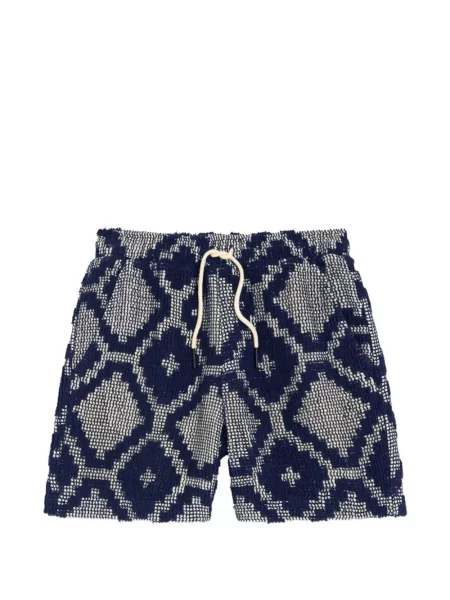 Pantaloni scurți Oas Company cu imprimeu geometric din jacard albastru