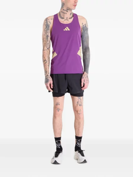 Scurt tricou Adidas alergare cu broderie portocaliu