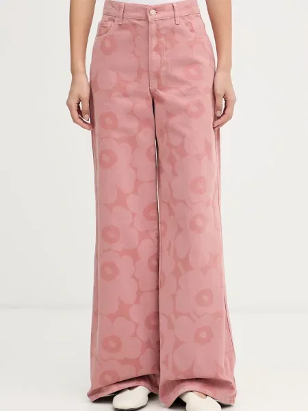 Marimekko blugi wide leg pentru femei roz