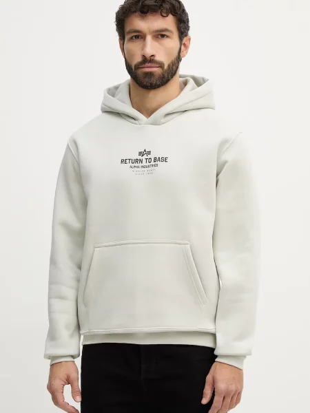 Kapucnis melegítő felső Alpha Industries bézs