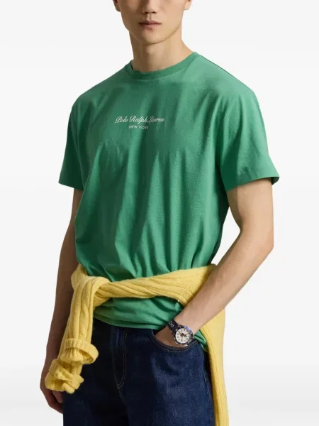 Polo Polo Ralph Lauren με σχέδιο με στρογγυλή λαιμόκοψη από ζέρσεϋ μπλε