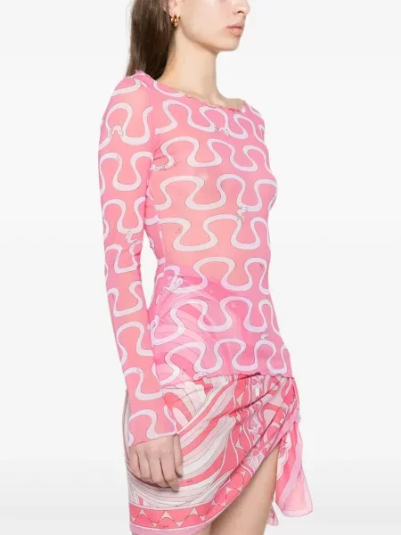 Top Pucci cu imagine din tul roz