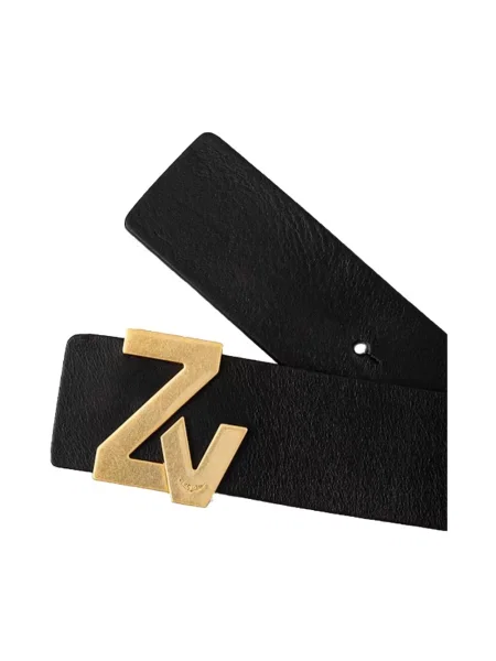 Pasek Zadig&voltaire skórzany z logo czarny