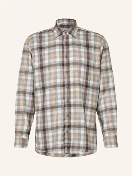 Ragman Košile Regular Fit šedá / hnědá bílá