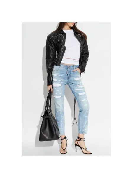 Jeansy Dsquared2 typu teddy niebieskie
