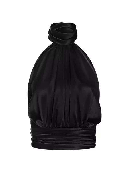 Bluză Alexia & Antonia de mătase drapată negru