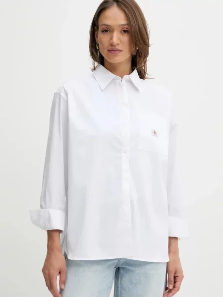 Calvin Klein Jeans koszula relaxed z kołnierzykiem klasycznym biały