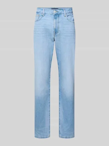 Dżinsy o kroju slim straight fit z mieszanki bawełny Tommy Hilfiger niebieskie