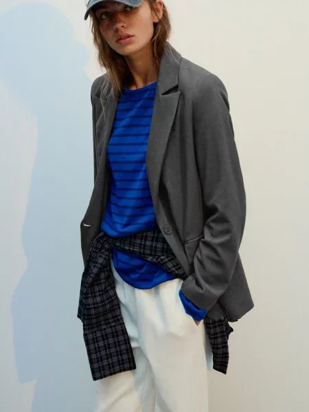 Pull&Bear Blejzr melír šedý